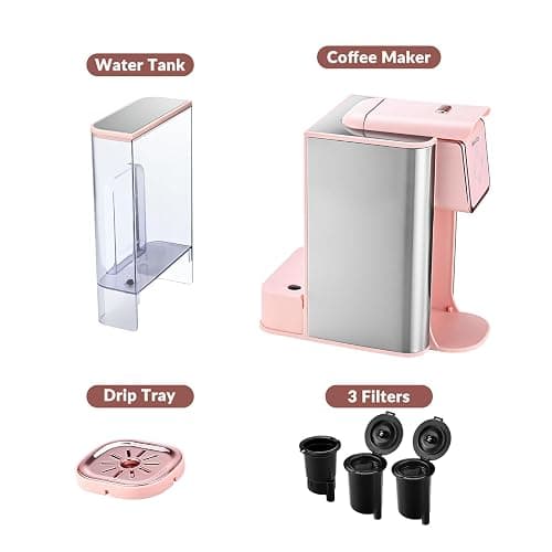 Mecity Pink Coffee Maker 3-in-1 Single Serve Coffee Machine, For Flat Bottom Coffee Capsule, Ground Coffee, 6 to 10 Ounce Cup, Removable 50 Oz Water Reservoir, 120V 1150W thumbnail 8