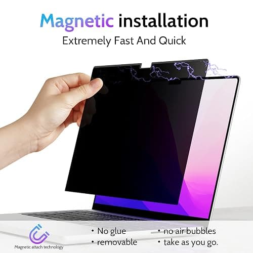 Peslv Magnetic Privacy Screen for MacBook Air 15 Inch (2023-2026, M2 M3 M4 M5) - A2941 A3114 A3241 A3448, 15inch Removable Matte Anti Blue Light Glare Filter for Mac Air 15.3" Laptop Computer thumbnail 3