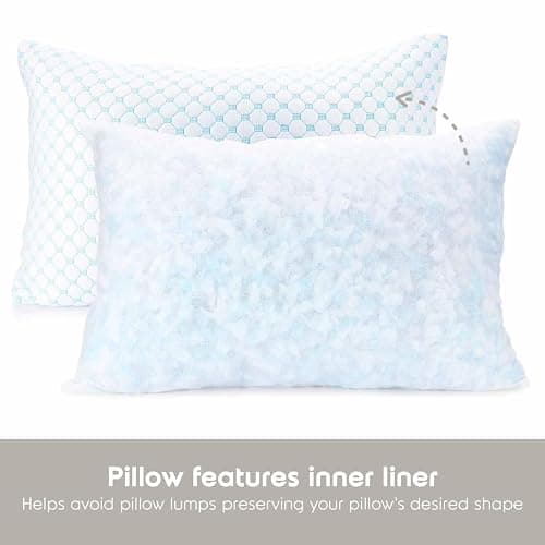 Nestl Cooling Pillow for Sleeping 1 Pack, Luxury Shredded Memory Foam Pillows Queen Size, Adjustable Cold Gel Pillows for Hot Sleepers Supportive Cool Pillow for Side Back Stomach Sleepers thumbnail 8