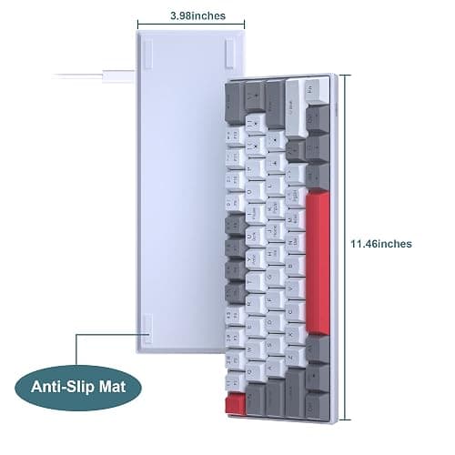 60% Mechanical Gaming Keyboard,Mixed Color Keycaps Gaming Keyboard with Red Switches, Detachable Type-C Cable Mini Keyboard with Blue LED Light for PC/Laptop thumbnail 8