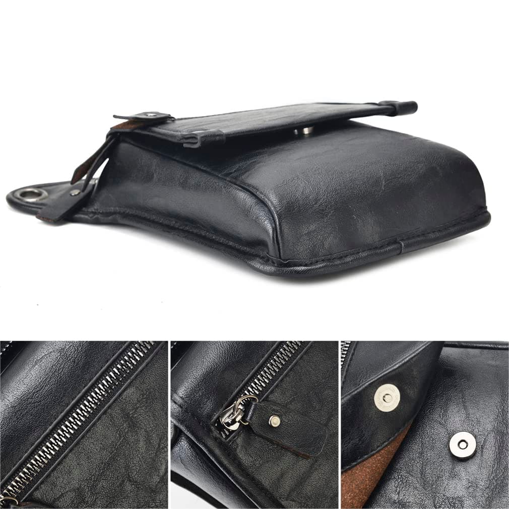 Riñonera de piel clásico para hombre, cinturón de cadera, marrón (01-brown), Mediano, Casual thumbnail 6