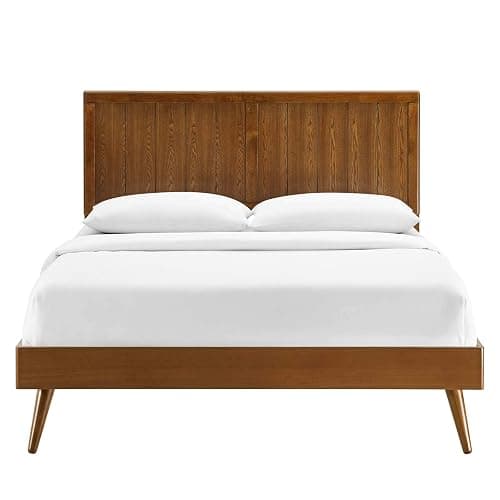 Modway Alana Wood Full Platform Bed in Walnut with Splayed Legs, Double thumbnail 6