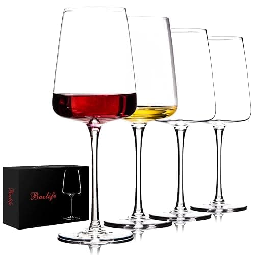 BACLIFE Hand Blown Red Wine Glasses Set of 4 – Premium Crystal Wine Glasses With Long Stem,19 oz – Unique Gift for Mother's Day, Wedding, Birthday – Ideal for Restaurants,Home Bar - Image 1