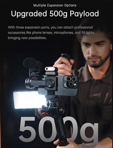 hohem iSteady M7 Gimbal Stabilizer for iPhone, 3-Axis Smartphone Gimbal with Magnetic AI Tracker Fill Light, Detachable Touchscreen Remote Controller, Built-in Extension Rod, 500g Payload thumbnail 9