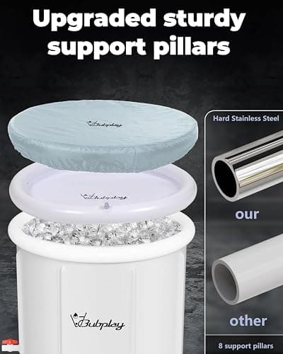 XL Ice Bath Tub for Athletes & Adults - 105 Gallons Ice Tub, Cold Plunge Tub with Cover, Ice Plunge Tub for Recovery & Cold Water Therapy, Inflatable Ice Bath Barrel for Indoor Outdoor- Grey thumbnail 4