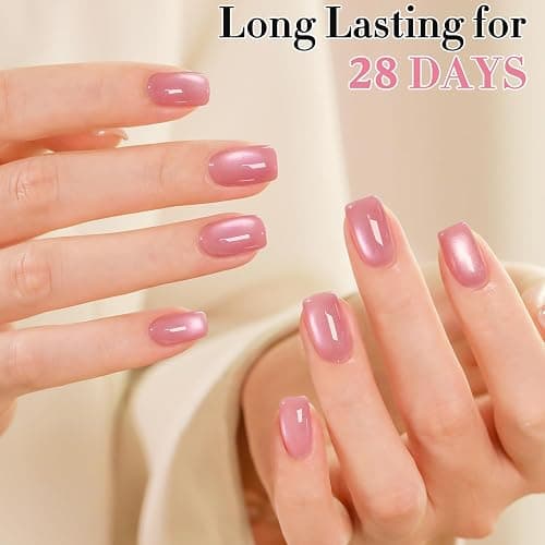 Double Rhythm 0.5 OZ Cat Eye Gel Polish with Magnet 15ML Holographic Glitter Shimmer Translucent Jelly Color Magnetic Nail Polish Salon DIY at Home (Fruit Purple Pink-MC1206) thumbnail 6