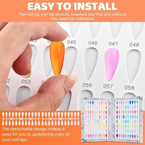 Velarionna 160 Nail Color Display Book with 240 Nail Tips and 1-200 Number Labels, Gel Polish Colors Card Board Professional Color Swatches Book thumbnail 5
