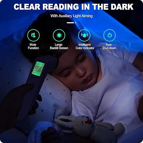 No-Touch Thermometer for Adults and Kids, Accurate Digital Baby Thermometer, Fever Alarm & Silent Mode, 2 in 1 Forehead & Object Mode - white thumbnail 5