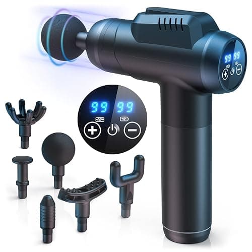 Pistola Massaggio Muscolare Professionale con 99 Velocità Regolabili, 6 Testine Intercambiabili e Display LCD Tattile Silenzioso per Massaggio Profondo - Allevia Dolori Muscolari di Schiena - Image 1