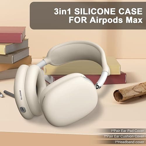 Maxjoy for Airpods Max Case, Soft Silicone Ear Cups Cover/Ear Pad/Headband Cover for Apple Headphones, Anti-Scratch Accessories Protective Case for Airpods Max, Stone thumbnail 7