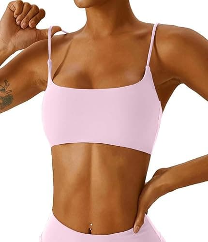 Comper Women's Sports Bra with Thin Straps Stretchy Wirefree Workout Bras Lightweight Workouts Bralette with Removable Pads thumbnail 4