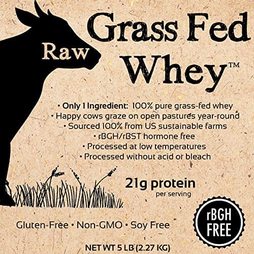 Raw Grass Fed Whey Protein Powder, Happy Healthy Cows, Undenatured, GMO-Free, Hormone Free, Soy Free, Gluten Free, Unflavored, Unsweetened, 5LB - 90 Servings (Pack of 1) thumbnail 3