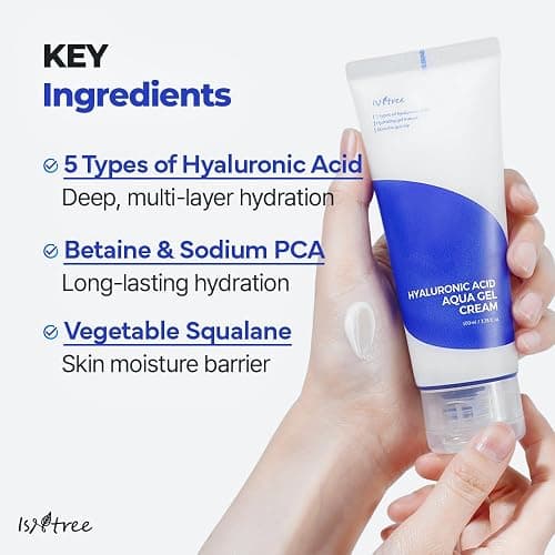 IsNtree Hyaluronic Acid Aqua Gel Cream 100ml, 3.38 fl oz | Korean Skincare | Lightweight Moisturizer | Quick-Absorbing Hydration | For Oily to Combination Skin thumbnail 5