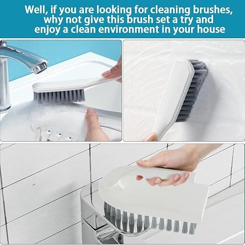 CN1ST 6 PCS Cleaning Brush, Scrub Brush Set for Kitchen and Bathroom Household Use with Various Brushes for Cleaning Dishes, Tiles, Corners and Floors thumbnail 6