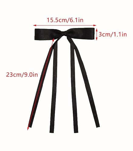 4pcs Hair Clips for Women Tassel Ribbon Bowknot With Long Tail, Clip Girl, Solid Accessories Barrettes Claw Bow (Black&Beige) thumbnail 6