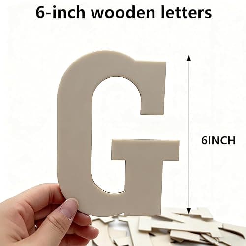 Wooden Letters for Crafts, 6 Inch Unfinished Capital Large Wooden Alphabet Letters&Numbers Wood Letters for DIY Painting Arts Home Decorations Kids Spelling Learning (26Pcs) thumbnail 3