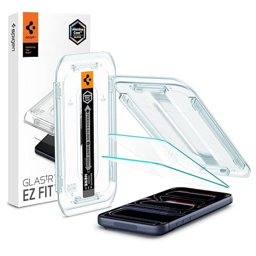Spigen AluminaCore Tempered Glass Screen Protector [Glas.tR EZ Fit] designed for iPhone 17 Pro | iPhone 17 | iPhone 16 Pro [2 Pack] 9H+ Hardness, Aluminum-Enhanced Durability - Image 1