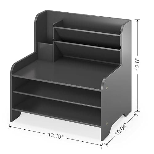 Desk File Organizer - 6-Tier Desktop Mail Letter Tray Paper Document Organizer with Pen Holder for Home Office Supplies, Office Desk Accessories & Workspace (Black) thumbnail 3