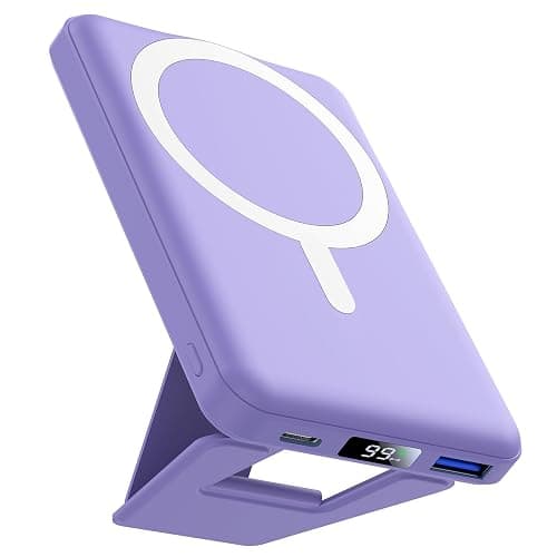 AOGUERBE Batterie Externe pour iphone, Compatible avec MagSafe 10000mAh Magnétique sans Fil Power Bank Charge Rapide PD 22.5W avec Affichage LED et Support Pliable pour iPhone 17/16/15/14/13/12 Séries - Image 1