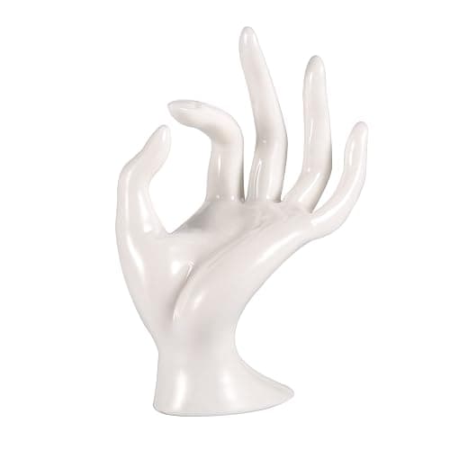 ChezMax Jewery Display Hand Ring Holder - Jewelry Organizer Stand, Necklace Stand, Preppy Jewelry Holder, Aesthetic Room Decor, White Cute Y2k Room Decor for Women - Image 1