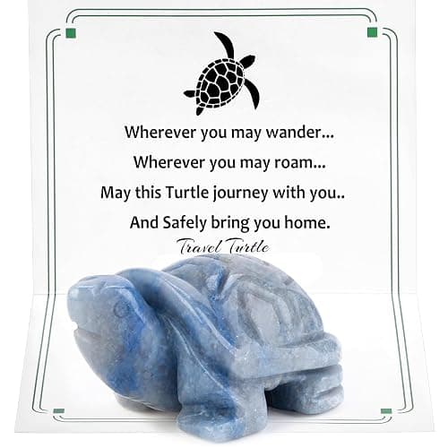 DUQGUHO 2" Travel Turtle Gift Decor Crystals Figurines Blue Aventurine Crystal Best Turtles Travels Gifts for Women Traveling Travelers Cute Decorations - Image 1