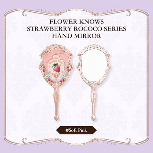 Flower Knows Strawberry Rococo Hand Mirror,Vintage Portable Handheld Mirror,Fancy & Pretty Princess Mirror with Long Handle,Gift for Girls(Soft Pink) thumbnail 8