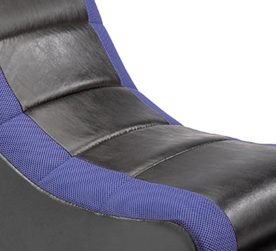 The Crew Furniture Classic Video Rocker Gaming Chair, for Kids and Teens, PU Faux Leather & Polyester Mesh, Black/Blue thumbnail 11