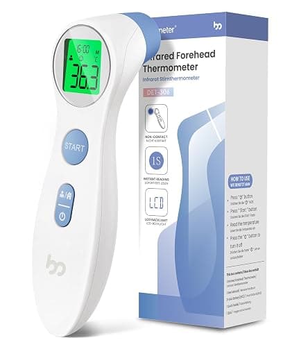 Thermomètre Frontal Bébé et Adulte, Sans Contact, Médical Professionnel | Lecture Précise Instantané, Alarme de Fièvre, Simple à Utiliser, Thermomètre Infrarouge, Mode Muet - Image 1