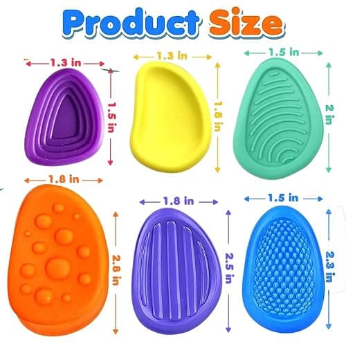 6 Pcs Sensory Stones - Silent Fidget Toys for Kids Adults - Calming Sensory Toys for Autism - Silicon Sensory Fidget Worry Stones - Fidgets for School, Workplace with Anxiety Relief for Kids Adults thumbnail 2