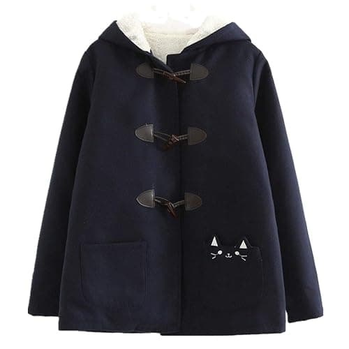 Womens Winter Coats Japanese Cute Thick Warm Hooded Jacket - Image 1