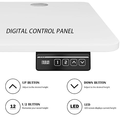 Meilocar Height Adjustable Electric Standing Desk, 55" x 24" Sit Stand Computer Desk with Memory Controller, Home Office Workstation Stand up Desk with Splice Board, White Top + White Frame thumbnail 6