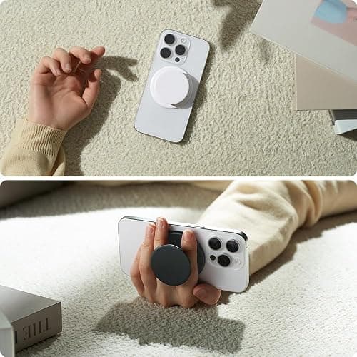 Sinjimoru for MagSafe Phone Grip, Soft Silicone Magnetic Finger Grip for iPhone 17/16/15/14/13, Comfortable One-Touch Holding, M-Tap Tok Black thumbnail 9