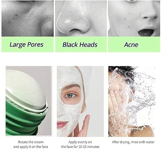2PCS Green Tea Mask Stick for Face - Cleansing Purifying Clay Mask, Reduce Blackhead & Acne, Moisturizing, Oil Control, Deep Clean Pore, , Improves Skin, for All Kind Skin Type Women Men thumbnail 4