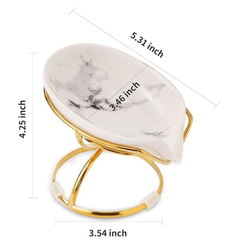 Leaf-Shaped Ceramic Soap Dish with Drain, Holder, Saver, Tray, Bar Soap Holder, Easy Cleaning, for Shower Bathroom Kitchen Sink Bathtub, Pro-Environment White thumbnail 2