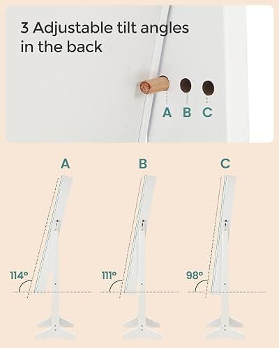 SONGMICS Jewelry Cabinet Armoire, Freestanding Lockable Storage Organizer Unit with 2 Plastic Cosmetic Storage, Full-Length Frameless Mirror, for Necklace Earring, White UJJC002W01 thumbnail 6