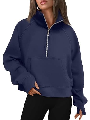 AUTOMET Sweatshirts Half Zip Cropped Pullover - Image 1
