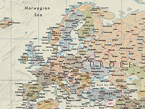 Swiftmaps World Contemporary Premier Wall Map Poster Mural 24h x 36w - LAMINATED thumbnail 4
