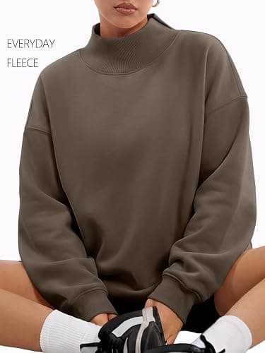 Trendy Queen Womens Mock Neck Sweatshirts Oversized Pullover Fall Outfits | Fall Fashion Clothes 2026,Long Sleeve Tops,Comfort Soft Fleece,Travel Casual Work Lounge Daily Outfit thumbnail 3
