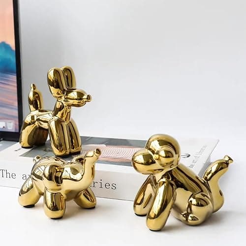 PIGPIGFLY Luftballon Hund Skulptur aus Keramik - Glänzende Deko Figur für Wohnzimmer, Büro & Regal,Deko Skulptur thumbnail 4