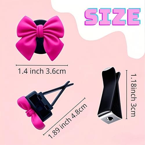 CasaPopz 6 pcs Bow Car Air Vent Clips Coquette Cute Girly Car Decor Accessories Interior Aesthetic Decorations Charm Stuff for Women Girl (Hot Pink) thumbnail 3