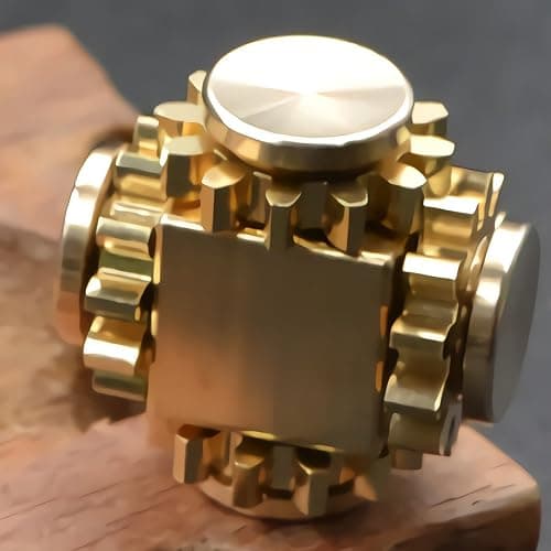 Bitopbi Pure Brass Fidget Cube Fidget Spinner Gears Linkage Fidget Toy Hand Spinner Metal DIY EDC Focus Meditation Break Bad Habits ADHD (Brass) thumbnail 5