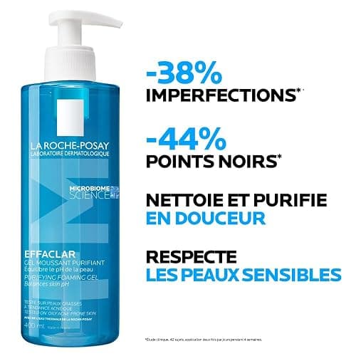 La Roche-Posay Effaclar Gel Moussant Purifiant, Nettoie en douceur & Matifie, Formule Sans Savon, pH physiologique, Pour Peaux Grasses à Tendance Acnéique, 400ml thumbnail 5