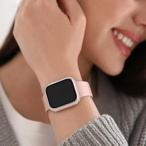 Compatible For Apple Watch Band With Case 38mm 40mm 41mm 42mm 44mm 45mm 46mm, Soft Silicone Waterproof Band + Diamond and Screen Protector Case For iWatch Series 11/10/9/8/7/6/5/4/3/2/1 & SE3 SE2 SE thumbnail 5