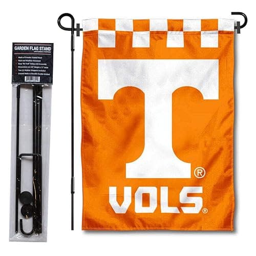 Tennessee Volunteers Checkerboard Garden Flag with Stand Holder - Image 1