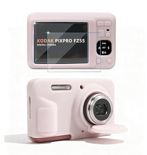Frevyve Case for Kodak PIXPRO FZ55 Digital Camera Accessories, Soft Silicone Protective Case, Slim Fit Sleeve with Removable Lens Cover and Screen Protector, Lightweight, Anti-Scratch (Jelly Pink) - Image 1