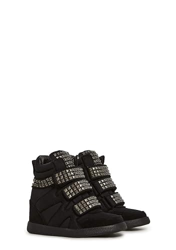 Dolls Kill Ambient Wedge Sneakers with Studs by Darker WAVS – Women’s Suede Platform Sneakers with Hook-and-Loop Straps thumbnail 5