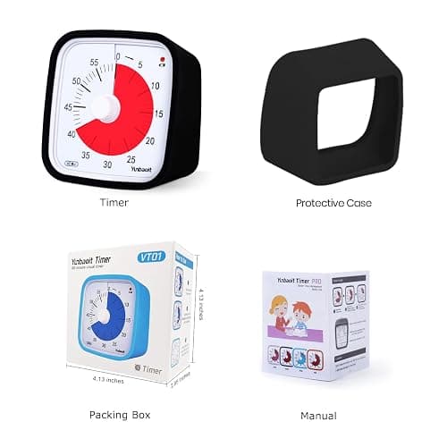 Visual Timer with Protective Case, Yunbaoit Upgraded 60-Minute Countdown Timer for Kids and Adults with Low Battery Remind, Silent Time Management Tool, No Ticking Optional Alert(Black) thumbnail 7