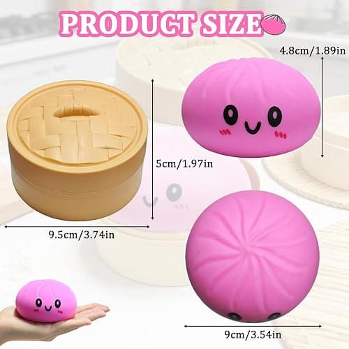 Dumpling Squishies,Glitter Dumpling, Glitter Squishy with Box,Easter Basket Stuffers (Pink) thumbnail 3