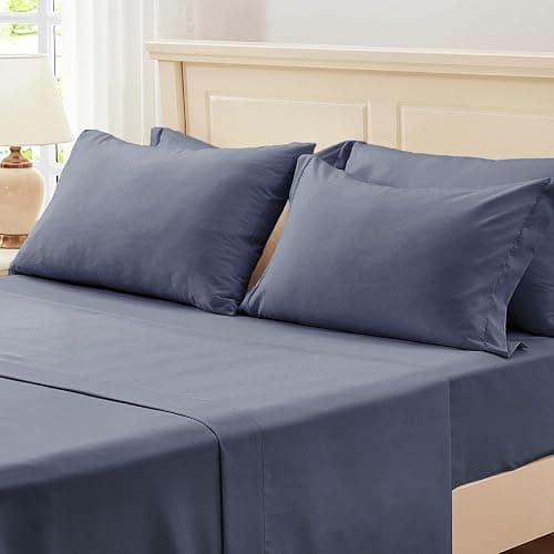 Zzlpp Queen Bedding Set 7 Pieces, Greyish Blue Seersucker, All Season Comforter Set with 1 Comforter, 2 Pillow Shams, 2 Pillowcases, 1 Flat Sheet, 1 Fitted Sheet thumbnail 5