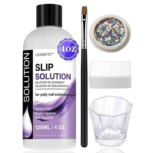 LOUINSTIC Poly Nail Gel Slip Solution - 4oz Slip Solution for Poly Nail Extension Gel, Anti-Stick Slip Solution for Nails, Brush Clean Liquid, Easy to Use, Beginners, Home Salon - Image 1
